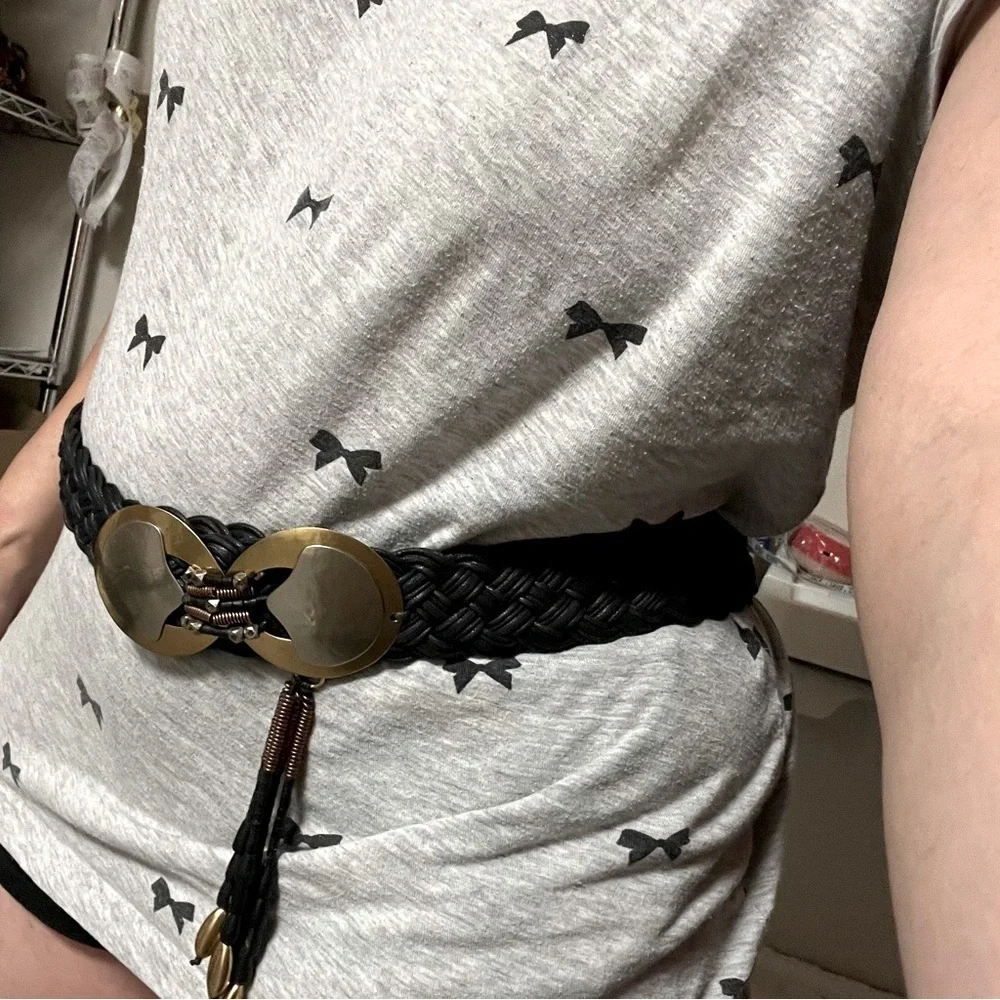 Marjorie Baer vintage braided Belt with metal buckle and beaded fringe detail - Picture 12 of 13
